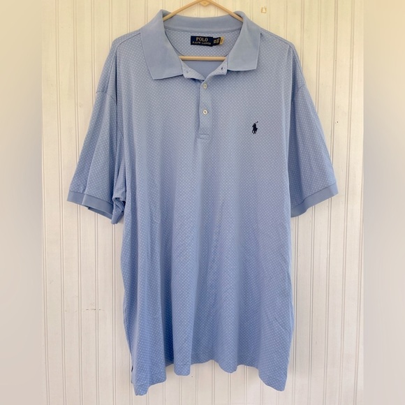 POLO Ralph Lauren Men's Light Blue Interlock Microdot Polo Shirt Size 2XB - Picture 1 of 7